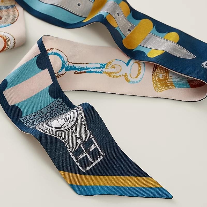 Hermes Fortique de Bride Block Twilly Silk Women's Scarf H064288S 03 155333116