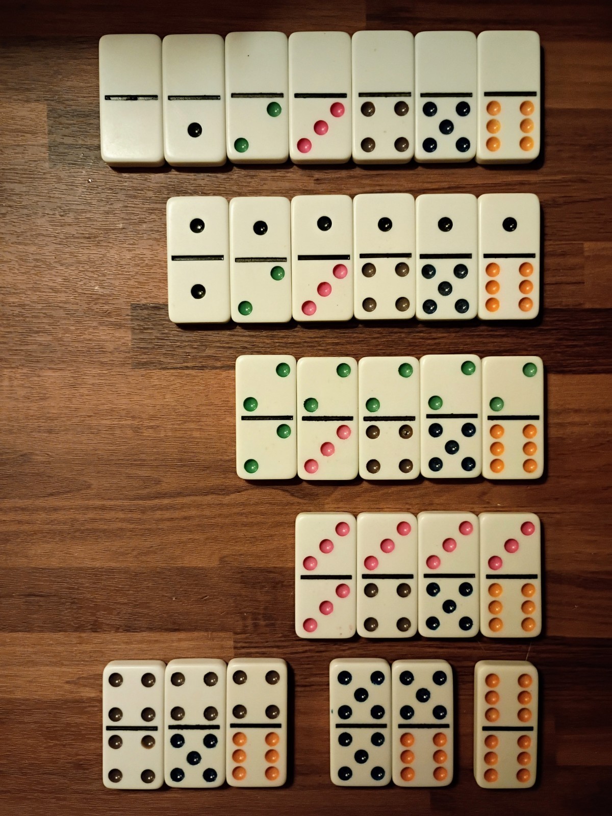 VTG Dominoes Double Six - 1" x  2" Colored Dot Set Replacement Domino Pieces