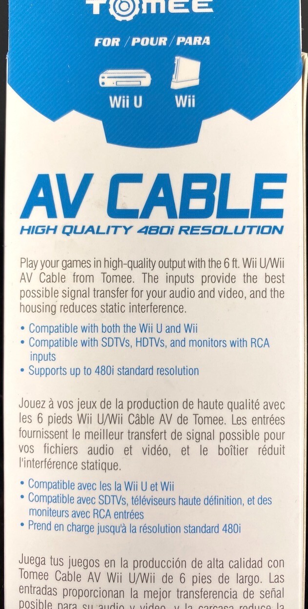 TOMEE - Wii & Wii U AV Cable