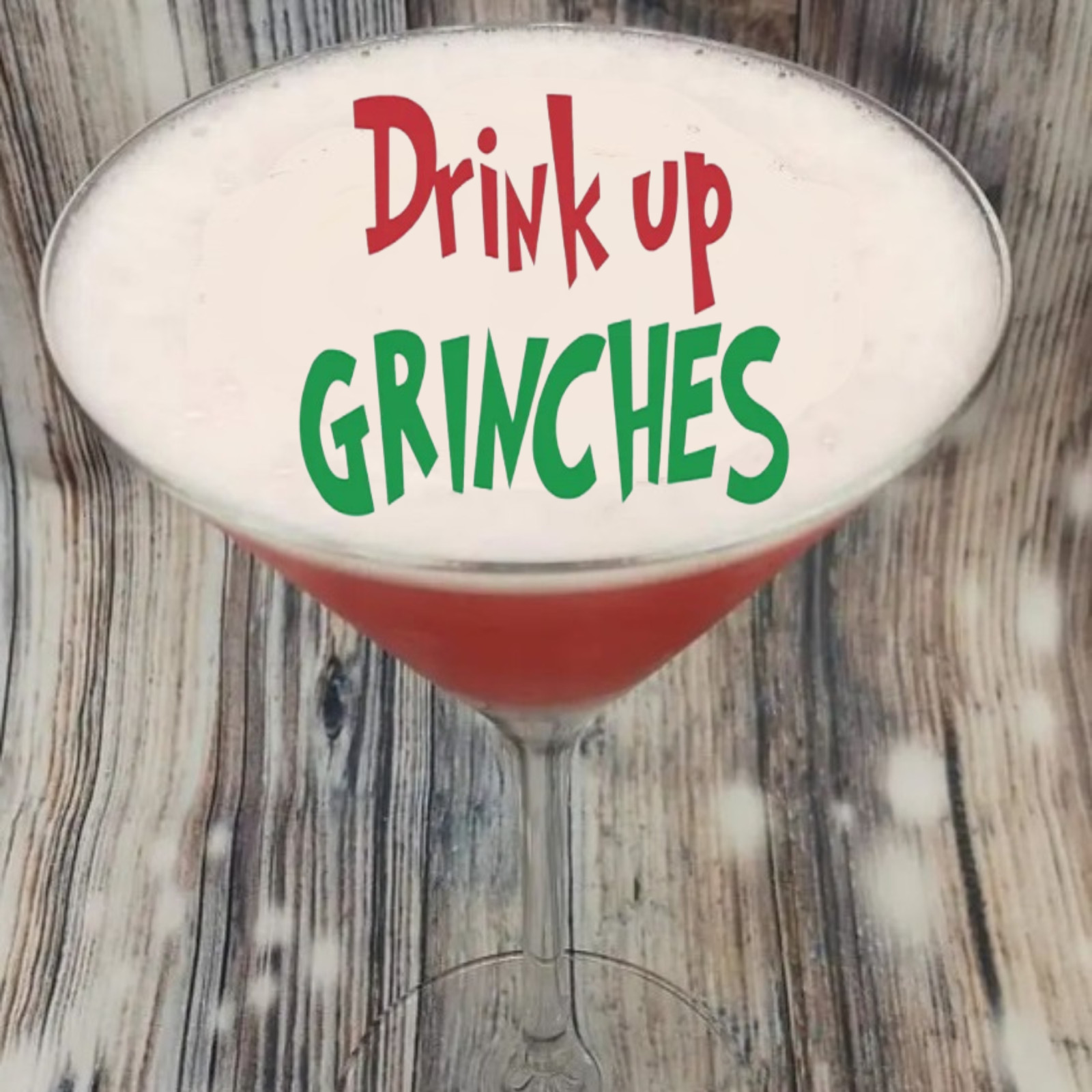 Twelve -2" Edible Cocktail Toppers Drink Up Grinches Christmas Drink Toppers