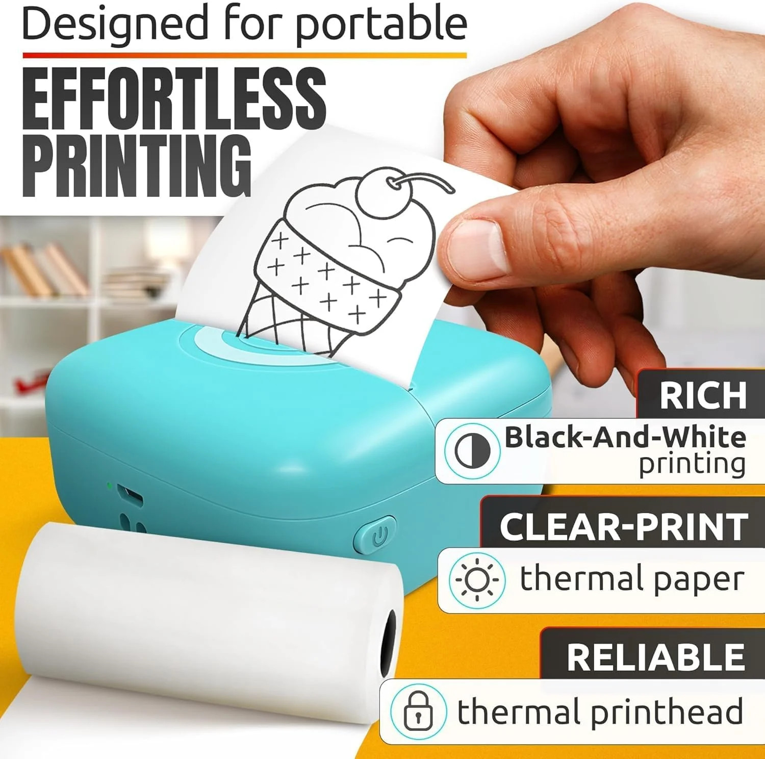 Mini Thermal Printer Compatible with iPhone & Android - Bluetooth Mini Printer S