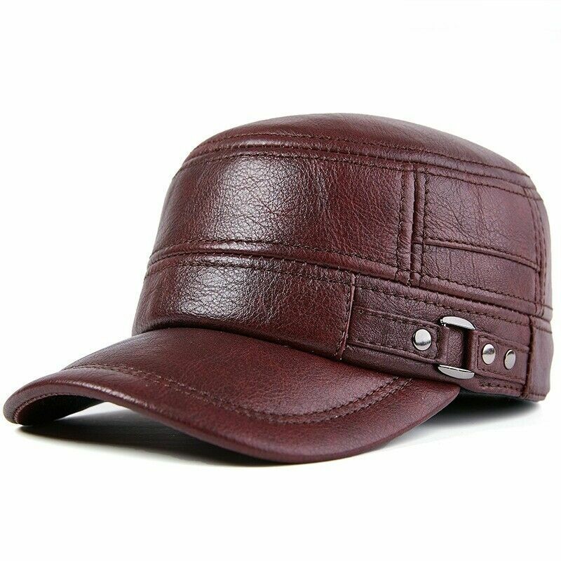 HOT New！ Genuine Leather Hat Full Grain Winter Warm Cowhide Baseball Cap Hat