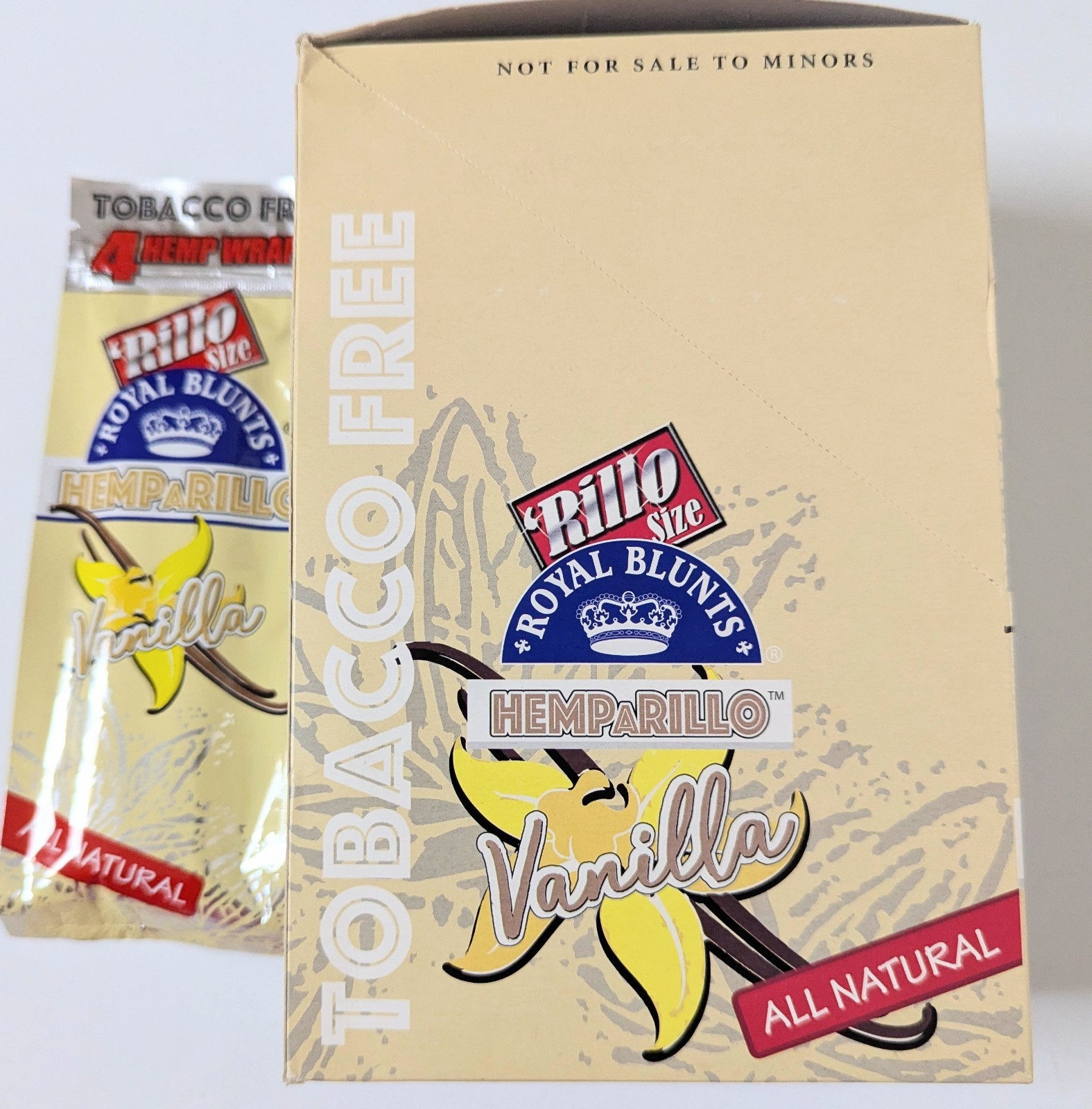 Hemparillo Vanilla Rillo Size - Full Box of 15 Pouches