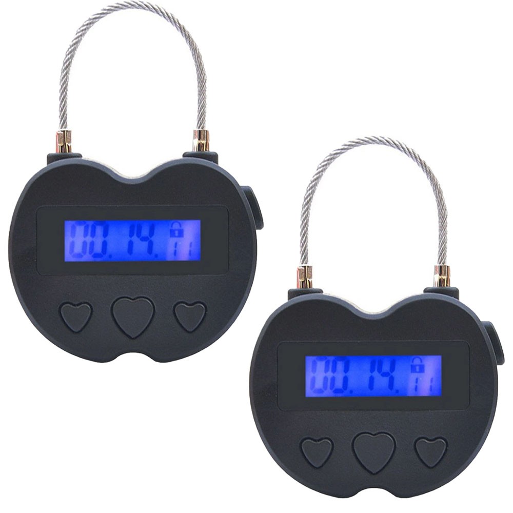 2X Black Time Locks LCD Display Time Lock Multifunction Travel Electronic Timer