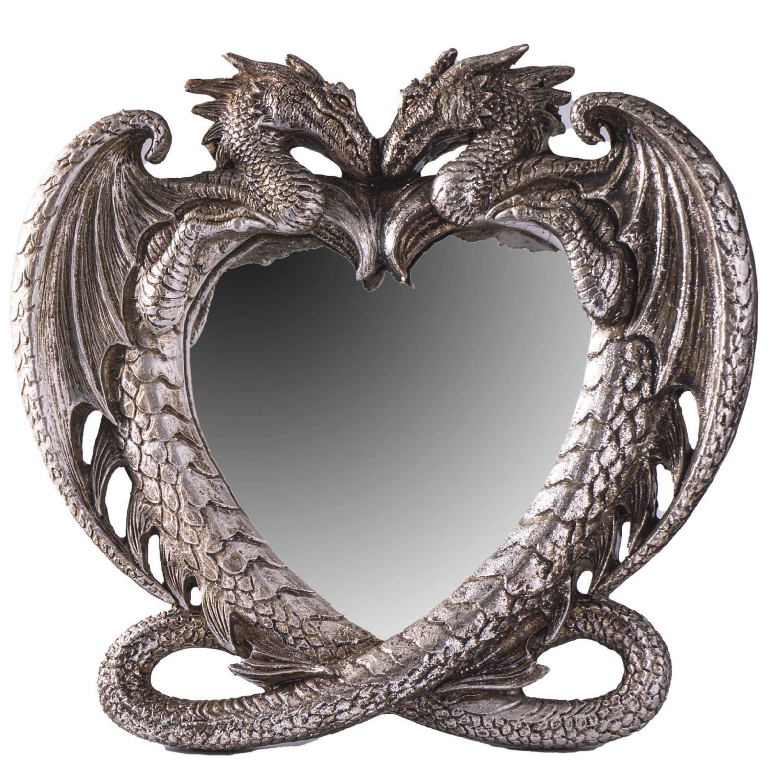 Pacific Trading Gothic Heart Shaped Dragon Mirror, Collectible Medieval Home ...