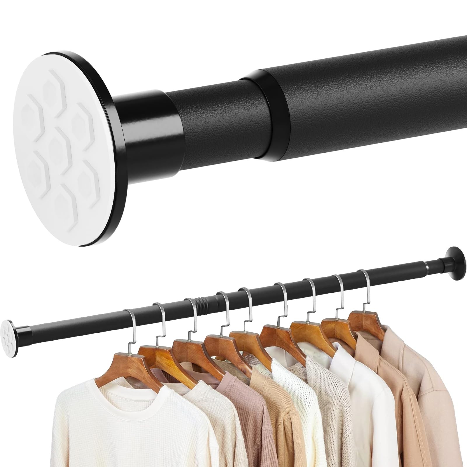 No Drilling Closet Rod, 27.5-39 Inches Hanging Closet Rod for Clothes, Closet...