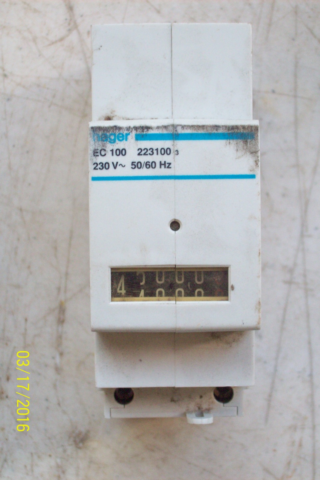 HAGER MECHANICAL COUNTER  223100, EC 100, 230 VOLT