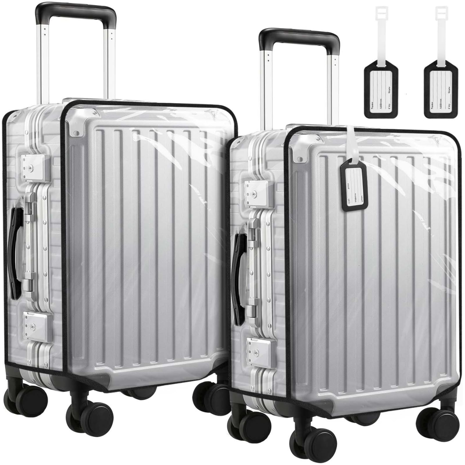 WSSROGY 2 Pack 20 Inch Clear PVC Suitcase Luggage Cover 20 inches,