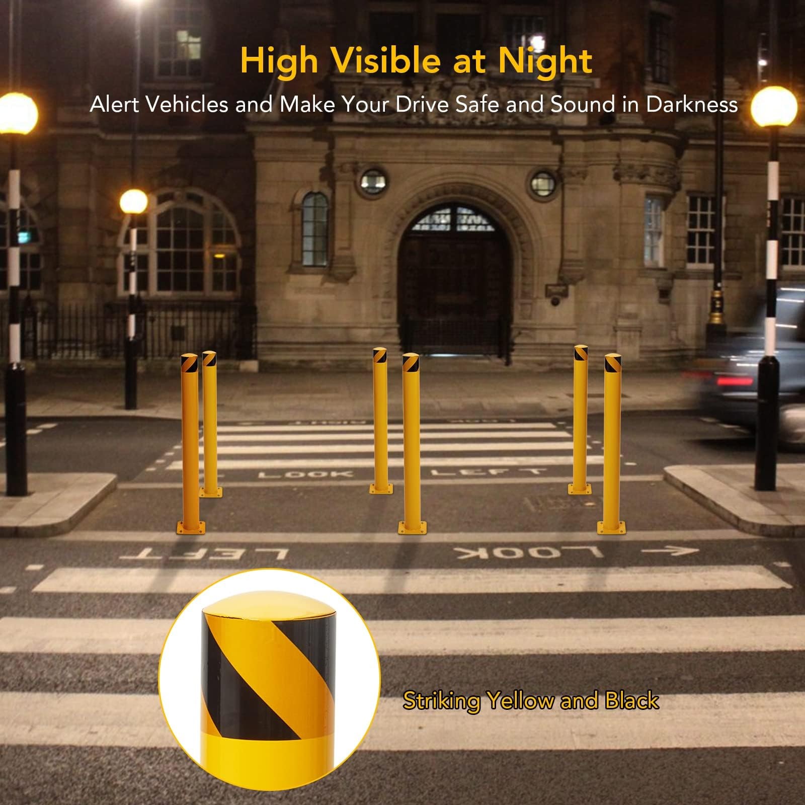 42 Inch Safety Bollard Posts for Facility & Current Protection, with 4.5" Diamet