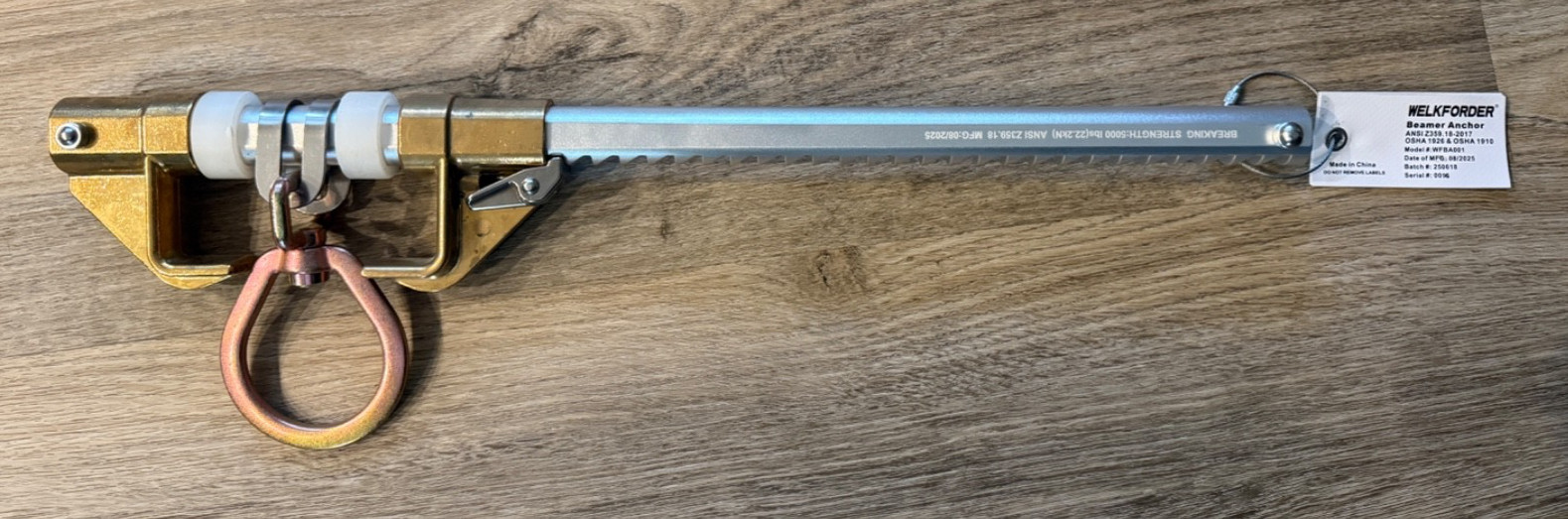 Horizontal Sliding Beam Anchor | Fits 3.5" to 14 inch Beams | Aluminum | OSHA