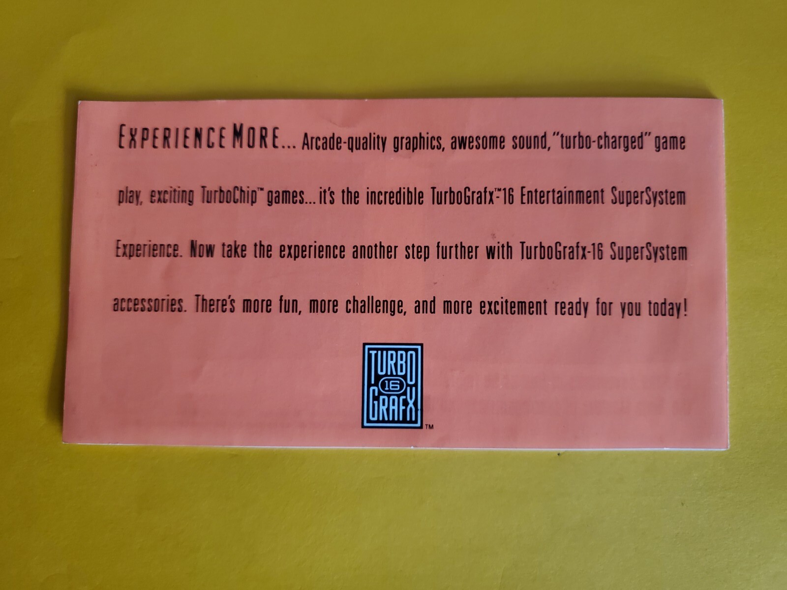 TurboGrafx 16 Experience More Product Insert