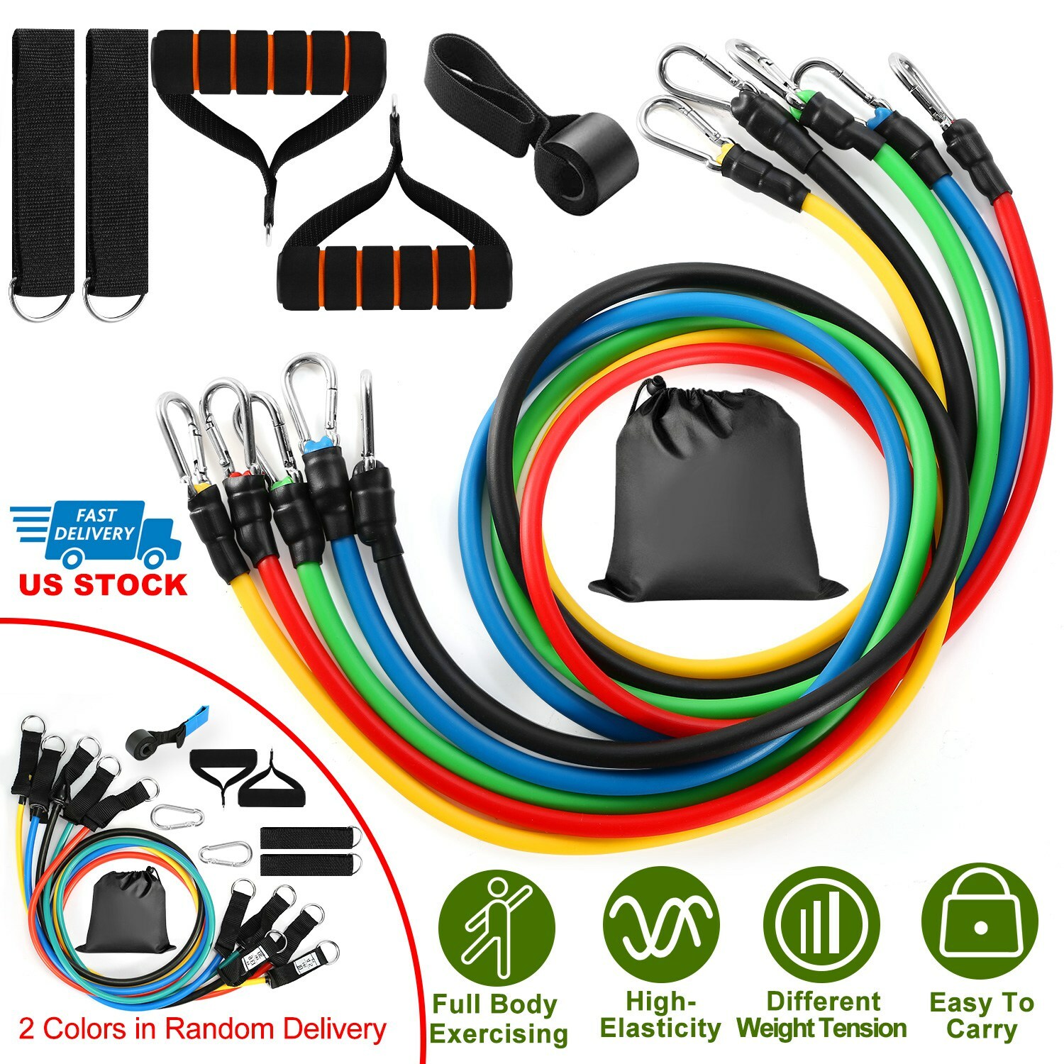 Portable Resistance Bands Set Workout Exercise Fitness Elastic Stretch Training