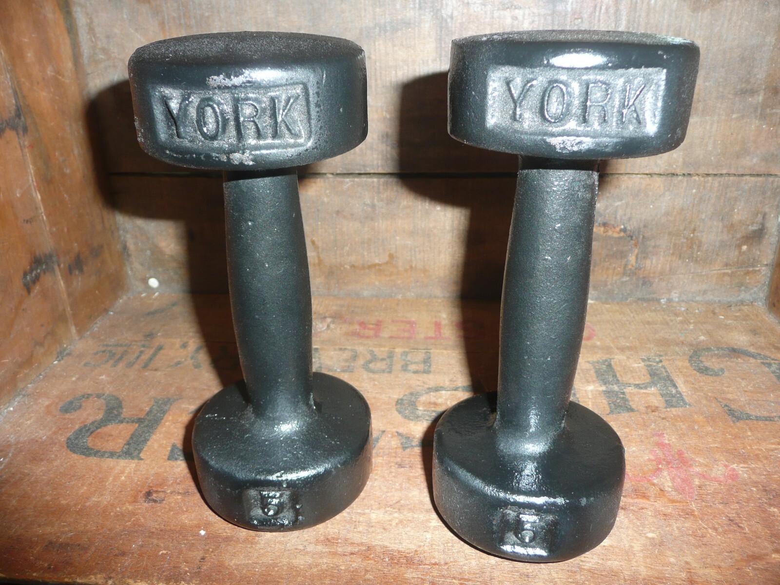 2 Vintage YORK 5LB Dumbbells