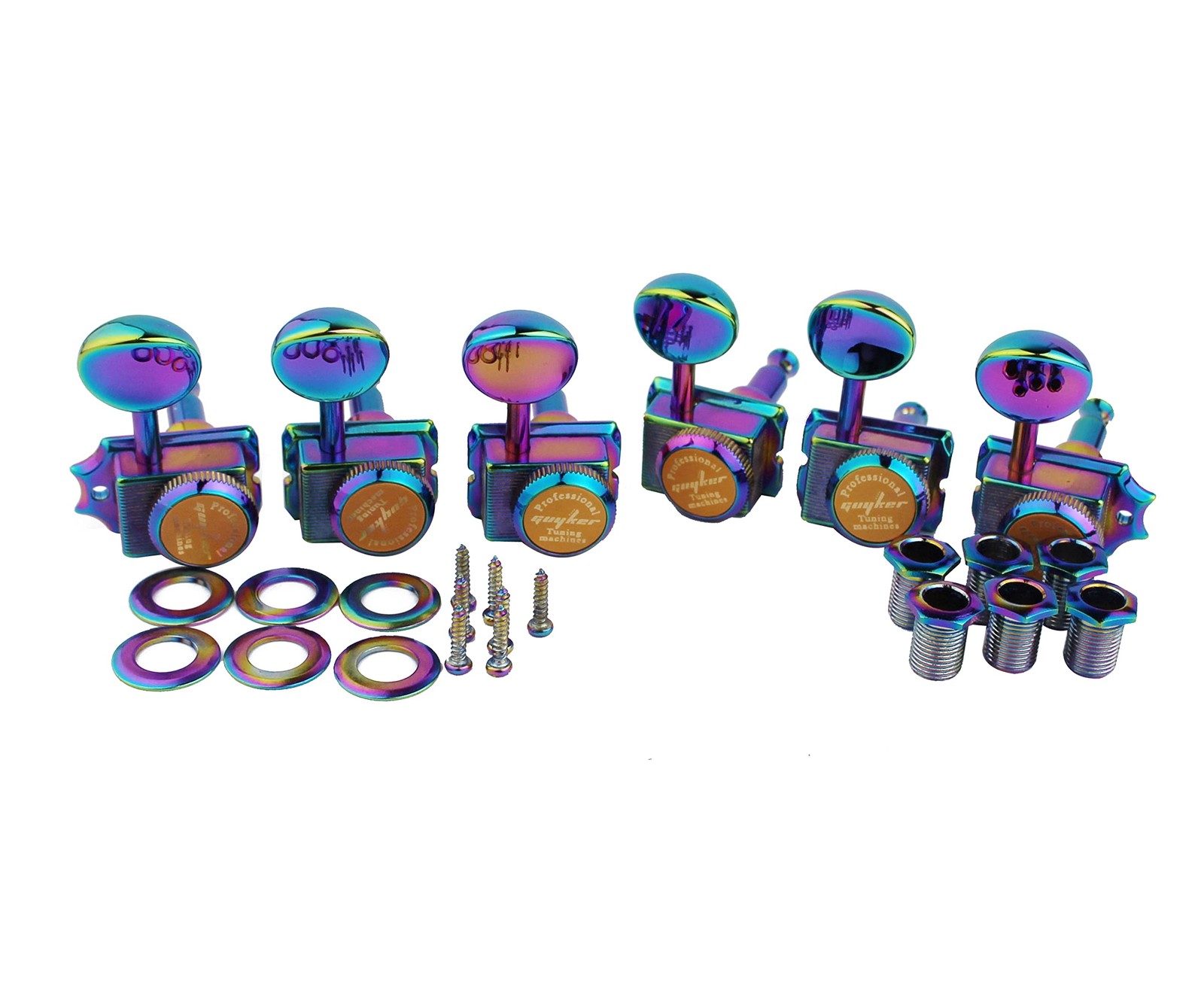 Guyker 6-in-line Vintage Guitar Lock String Tuners – Chameleon Rainbow