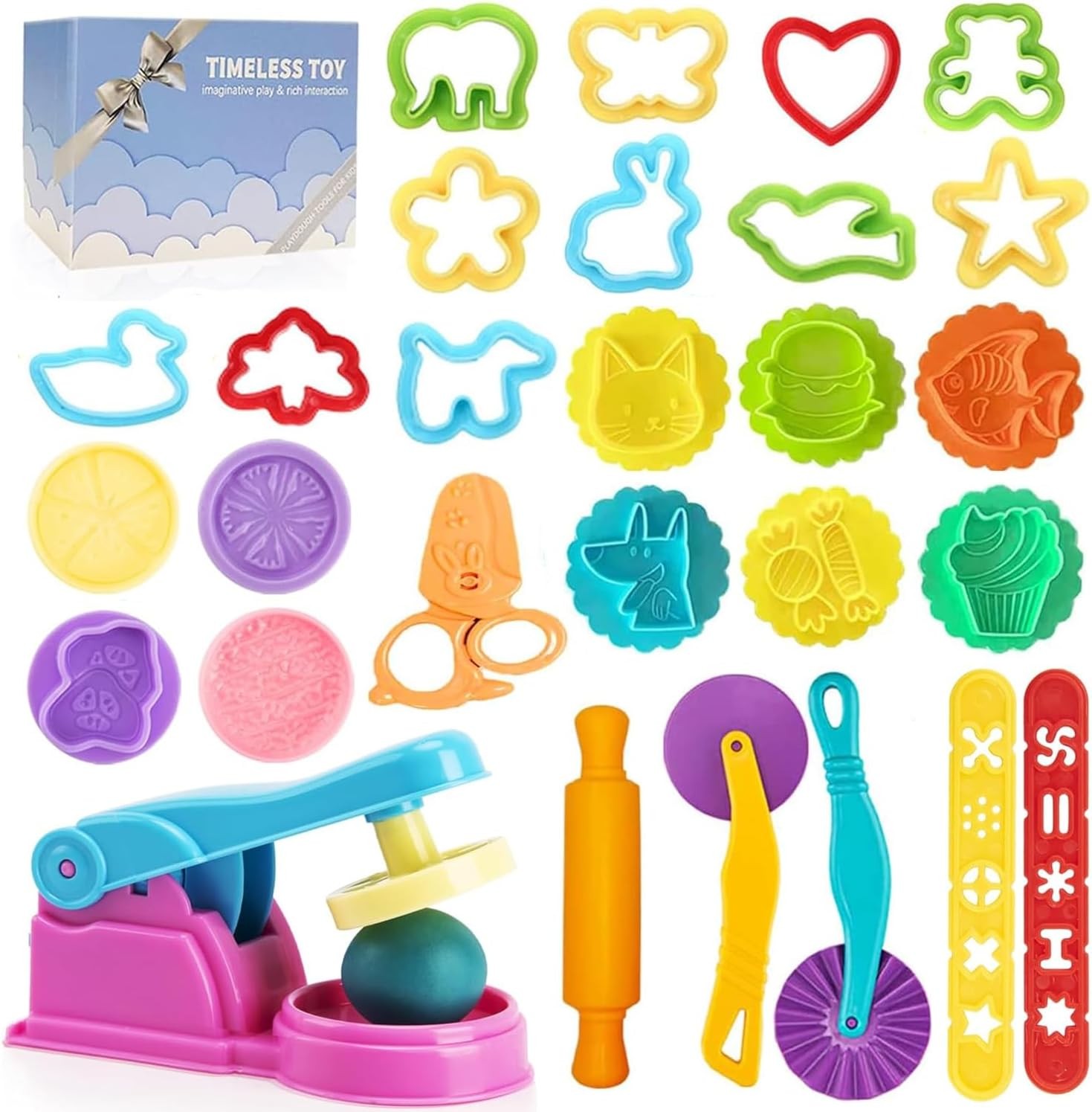 Dough Tools Play for Kids- Toy Accessories Include Stamps Cutter Scissor...