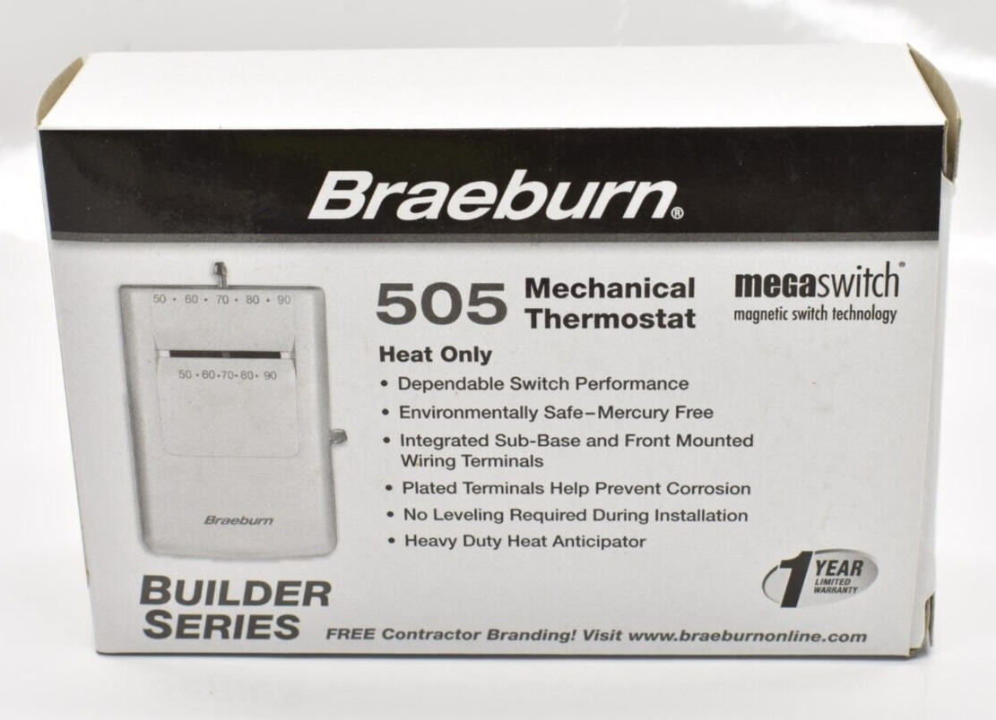 Braeburn 505 Mechanical Thermostat Heat Only Wall mount 05-01-00198