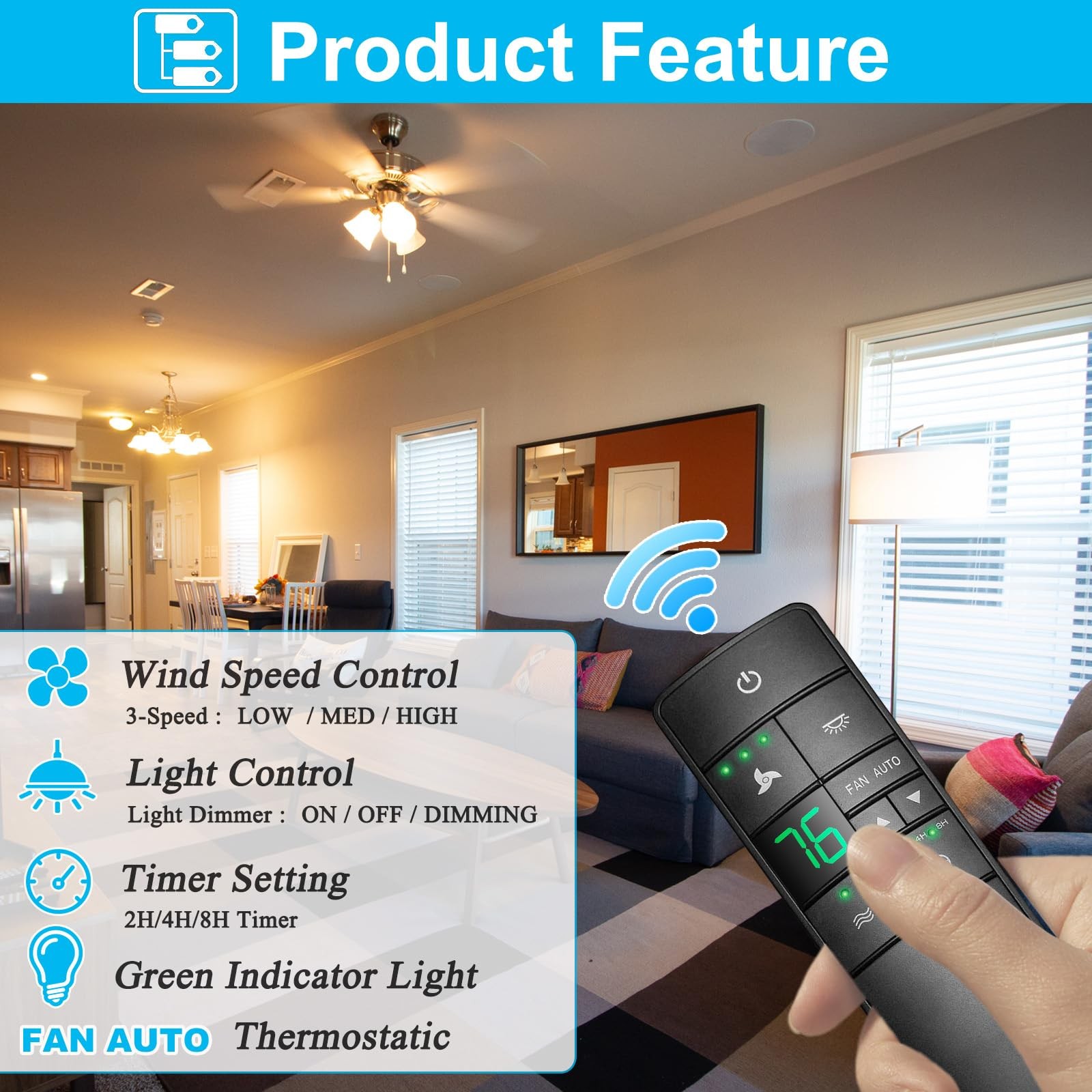 3Speed Universal Ceiling Fan Remote Control Kit for Hampton Bay, Replacement ...