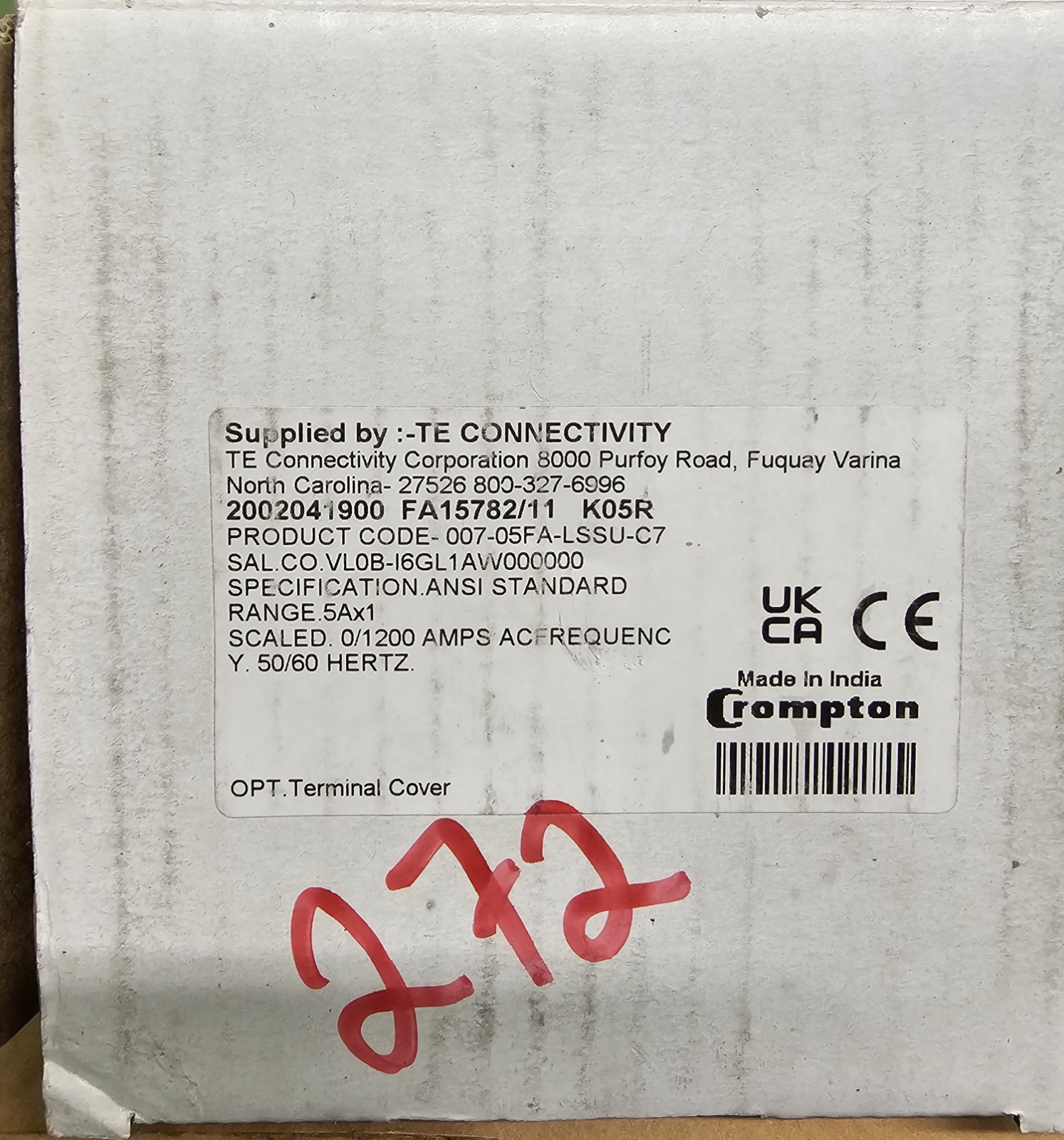 CROMPTON 007-05FA-LSSU-C7  METER 0-1200 AC