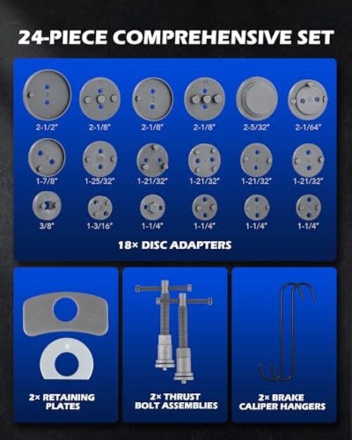 24pc Brake Caliper Compression Tool Set, Heavy Duty Brake Piston Blue