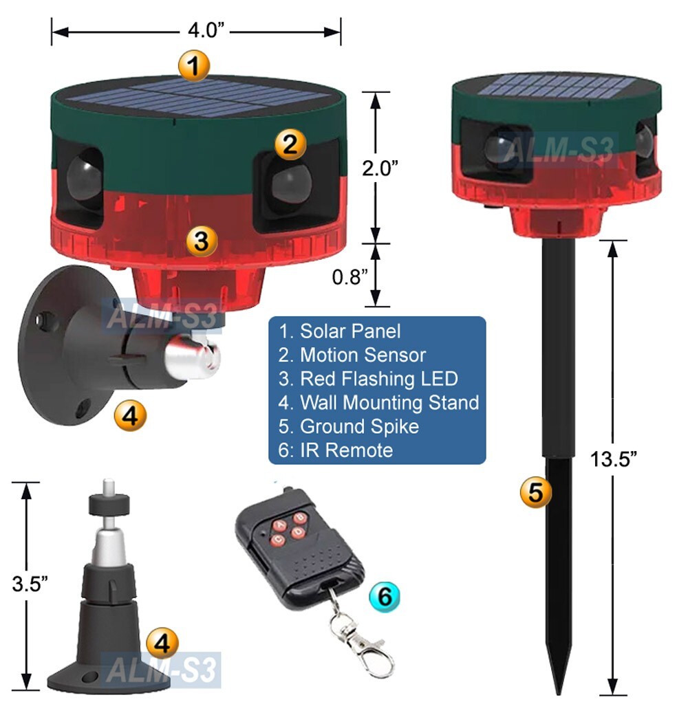 Premium 360-Degree Solar-Powered Motion Sensor Mobile Alarm With IR Remote