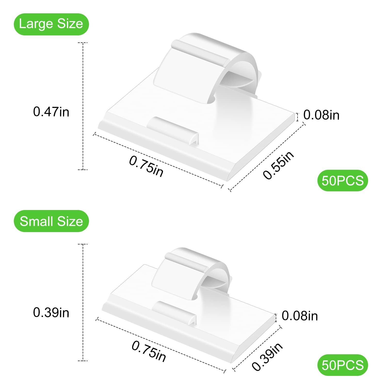 100PCS Cable Clips White, AIBOO Upgraded Wire Adhesive with 50PCS White