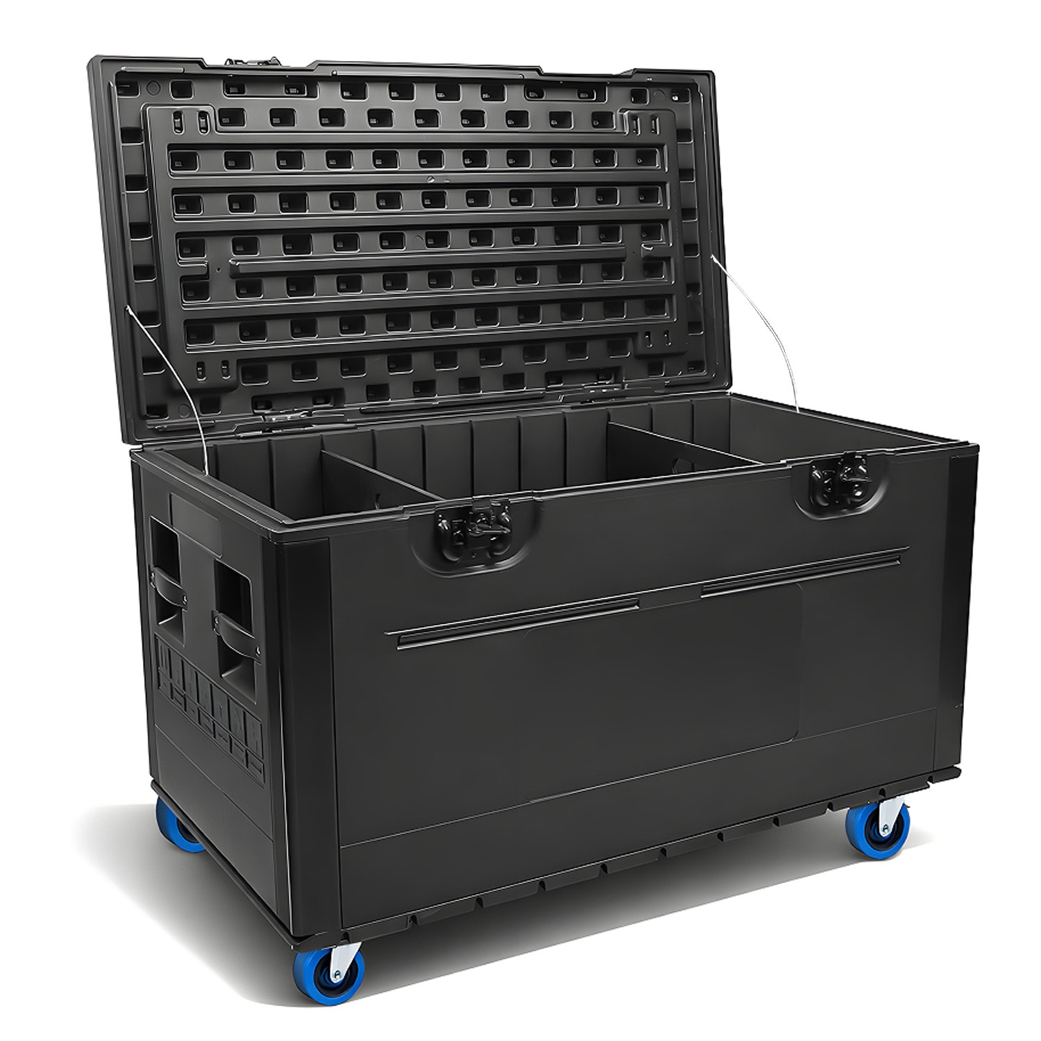 Cable Trunk Transport Road Case w/Wheels and Utility Divider Stackable Road Case