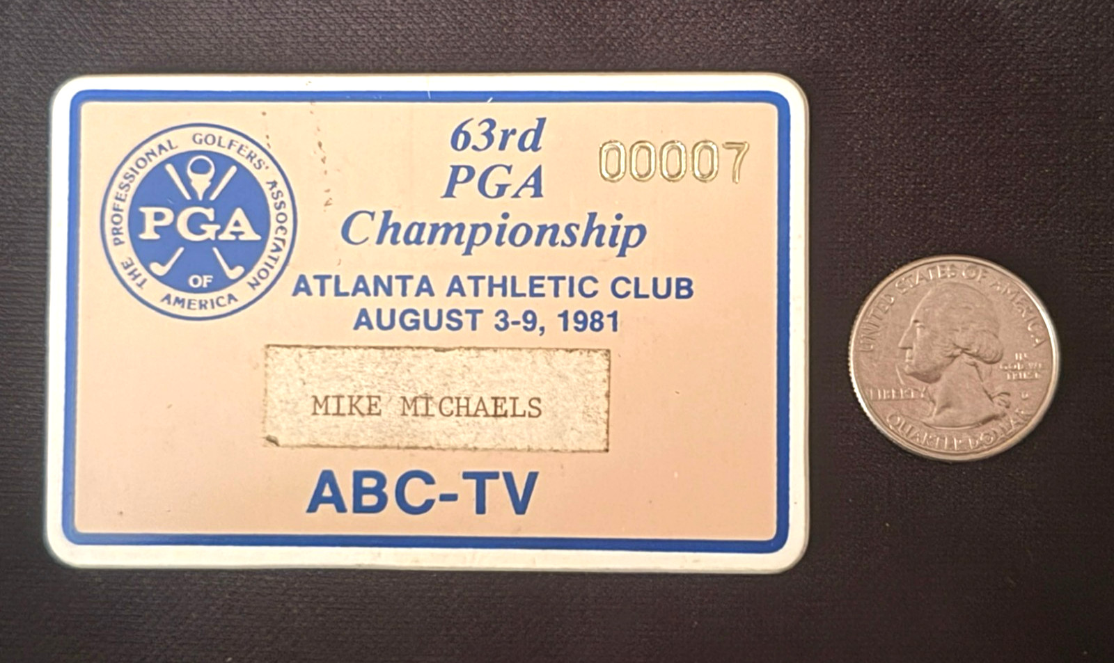 LARRY NELSON WINS 1ST MAJOR 1981 PGA CHAMPIONSHIP PRESS PIN BADGE 300 X RARER EN