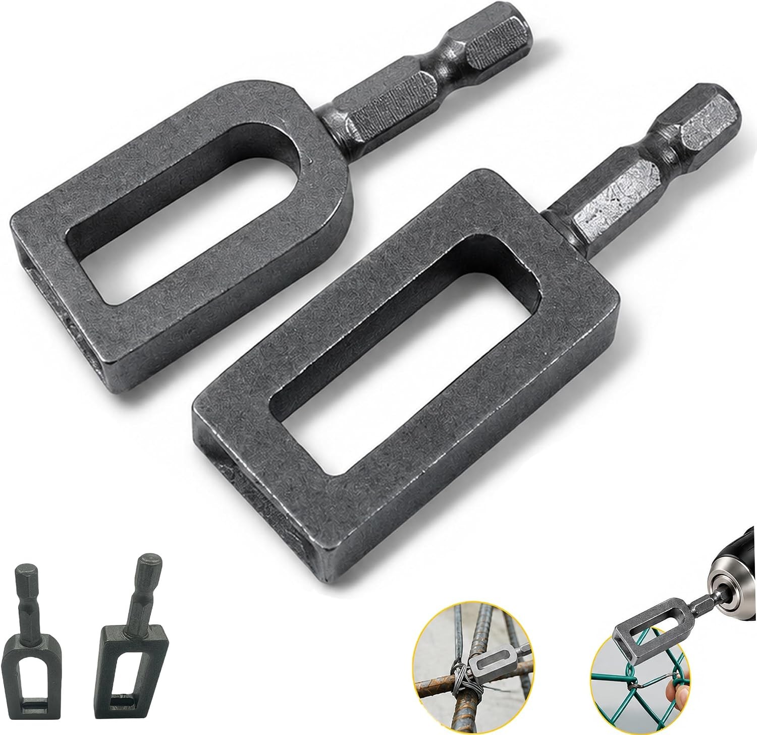 2 PCS Wire Twisting Tool for Drill, Metal Rebar Tying Attachment with Hex Shank