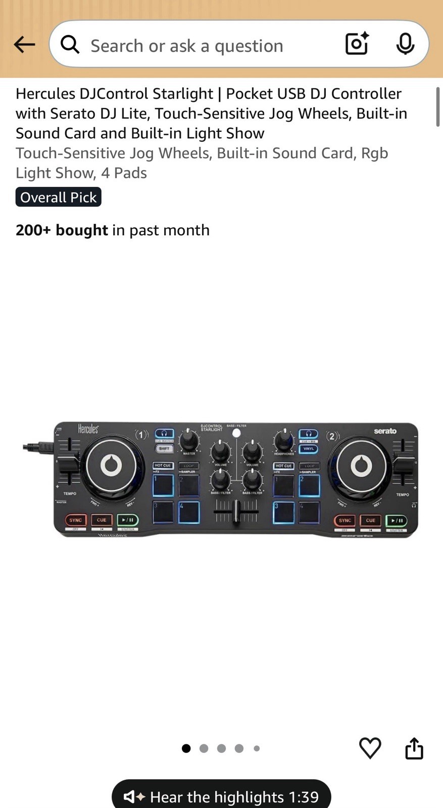 Hercules Starlight DJ Controller - Black