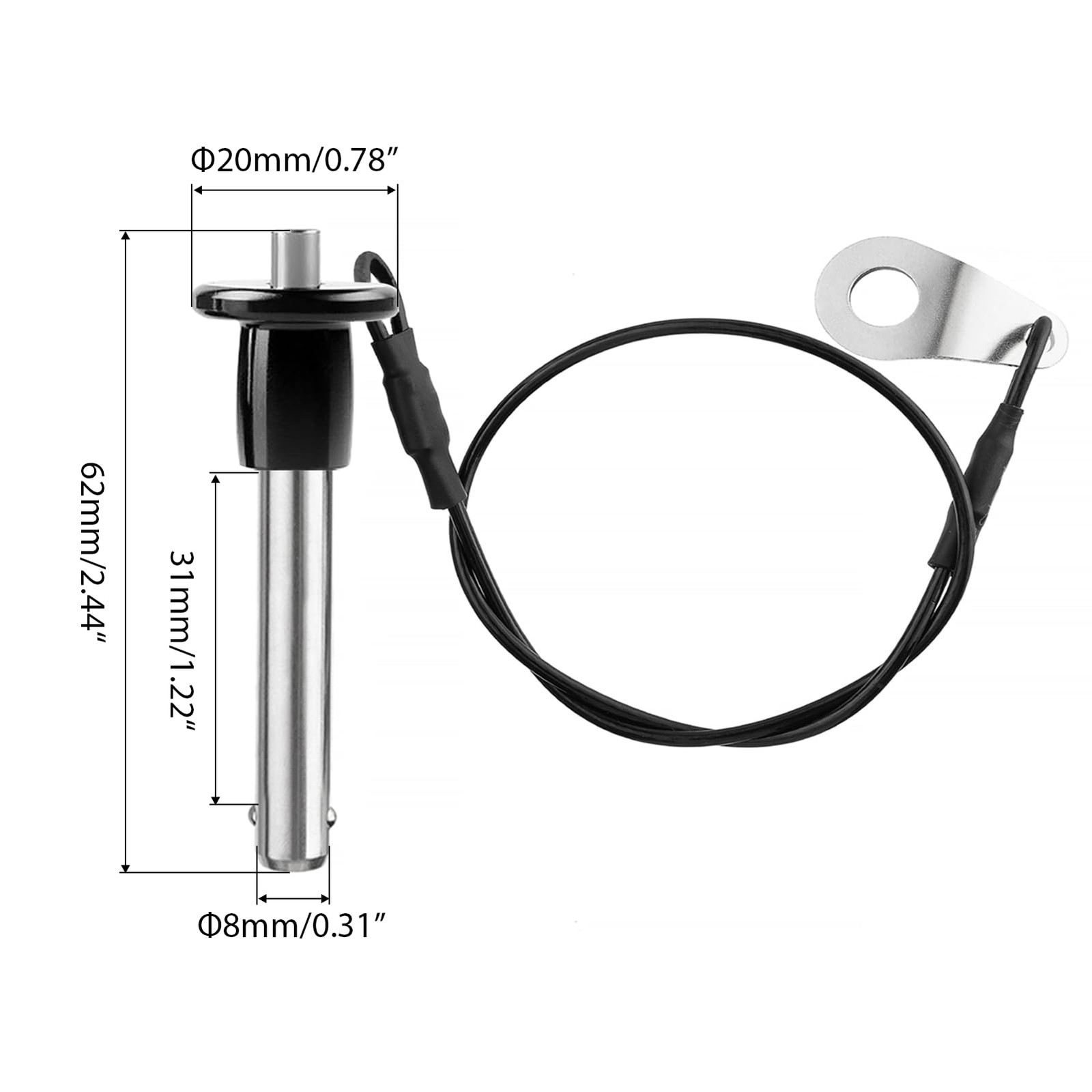 2 Pack 304 Stainless Steel Quick Release Pin 5/16 Inch Diameter Ball Locking ...