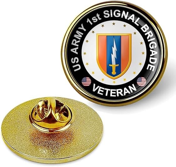 United States Army 1st Signal Brigade Veteran Tie Suit Shirt Lapel Pin - Gold