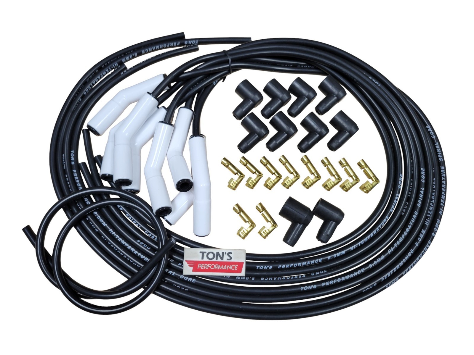 Ton's 135* Ceramic 8mm Spark Plug Wire Kit High Temperature Silicone v8 Points