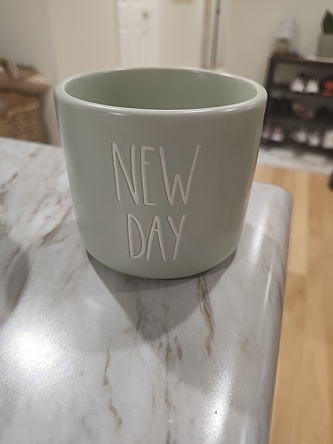 New Rae Dunn NEW DAY Light Green  Ceramic Planter 3.5 In Tall