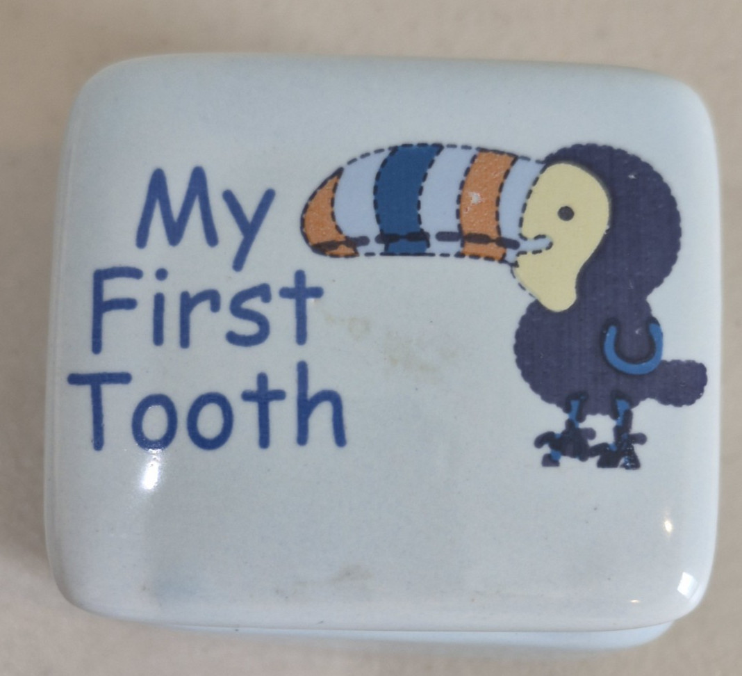 2 Ceramic Keepsake Boxes First Tooth First Curl 2"x1.75"