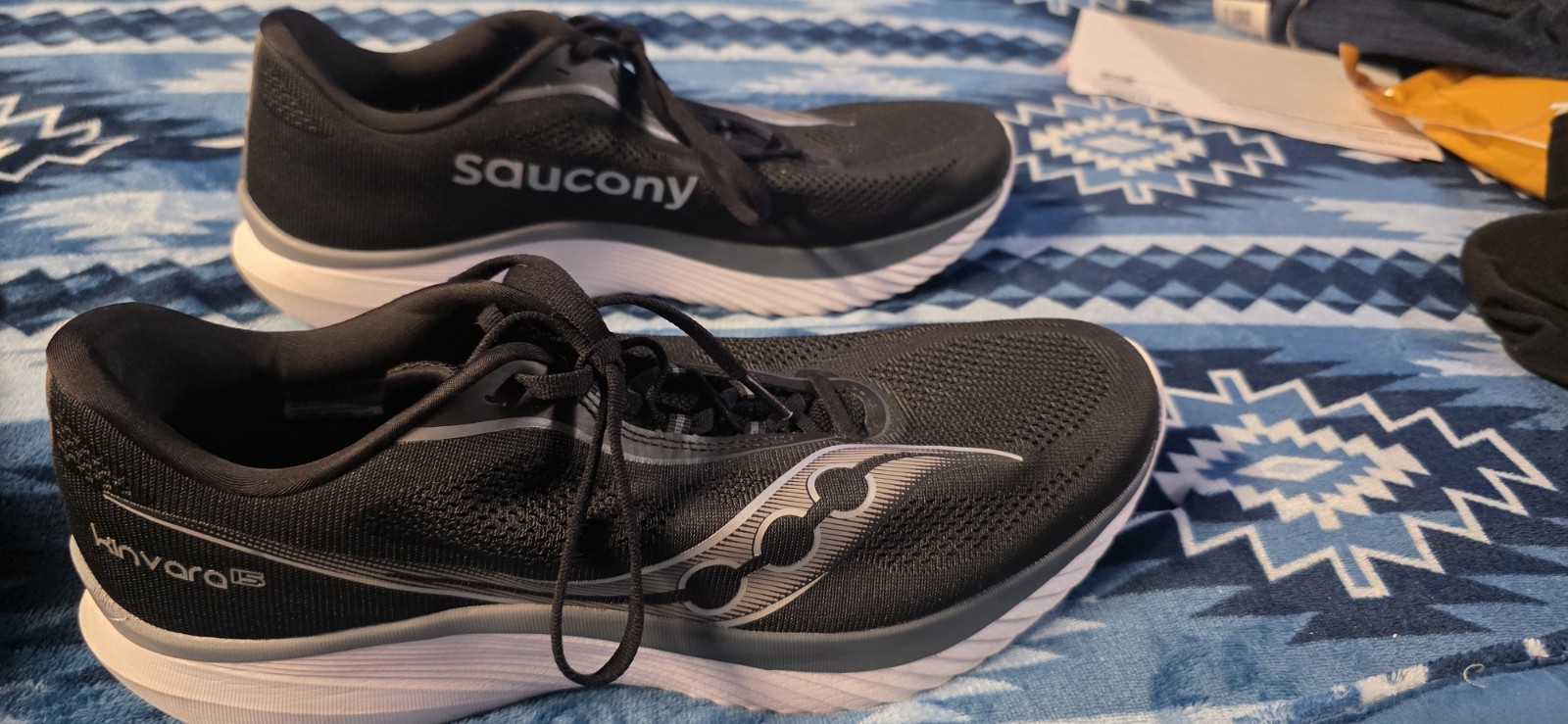 Saucony Kinvara 15 PWRRUN Men's Athletic Running Sneakers Black Mesh US 13 UK 12