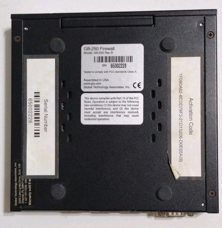 Global Technology Associates GB-250 Rev B Firewall