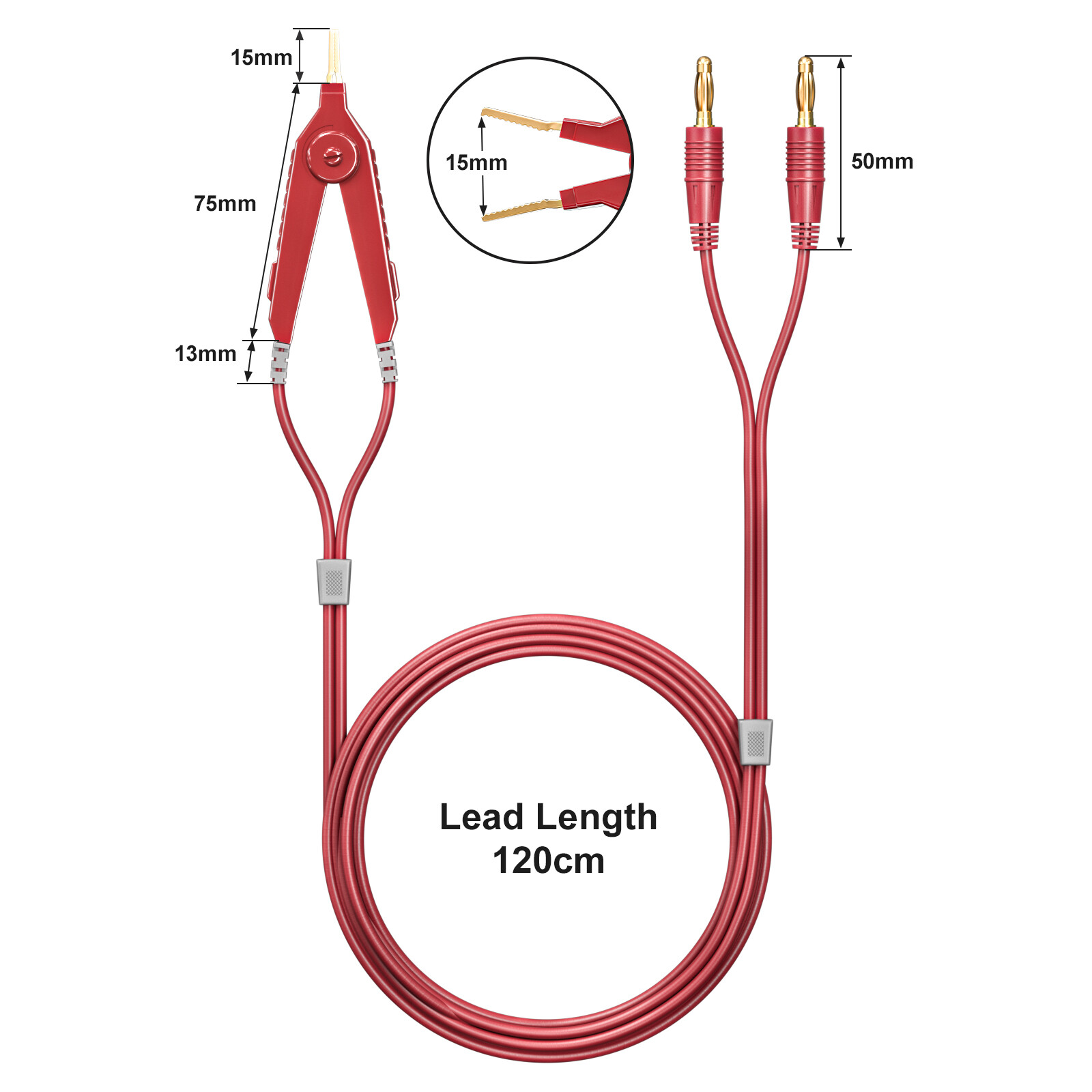 LCR Meter Test Leads Terminal Kelvin Clips Cable Wires to 4mm Banana Plugs