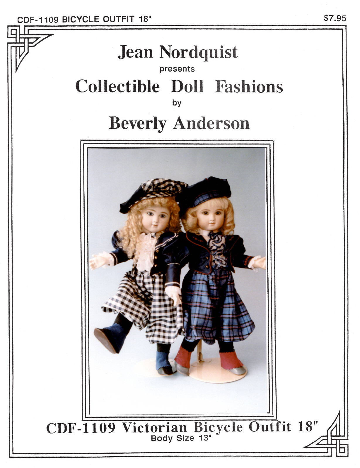 Jean Nordquist Victorian Bicycle Outfit Pattern by Beverly Anderson 18" Doll