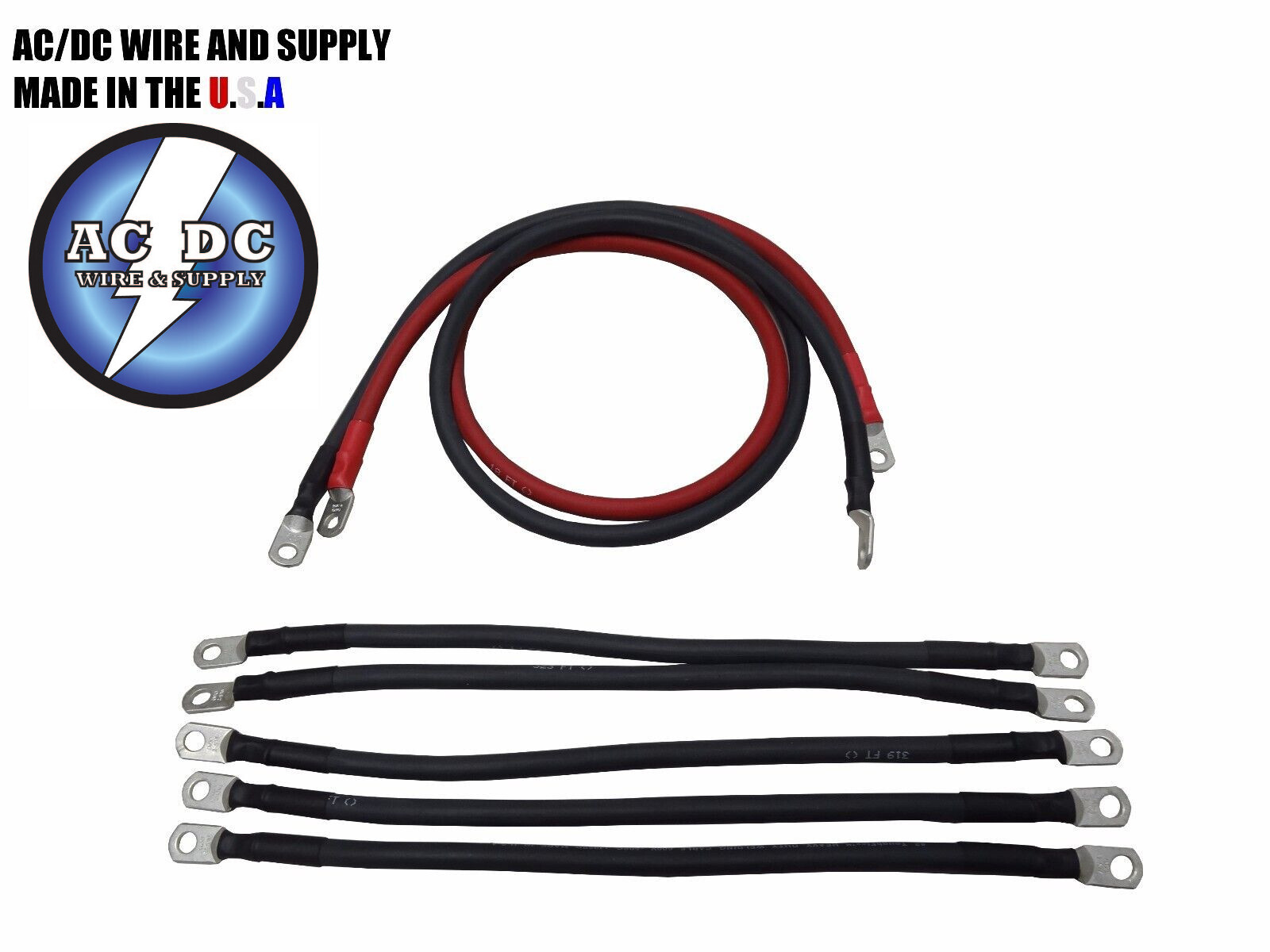 # 2 Awg HD Golf Cart Battery Cable 7 pc Set Club Car 48 Volt Wire Kit U.S.A MADE