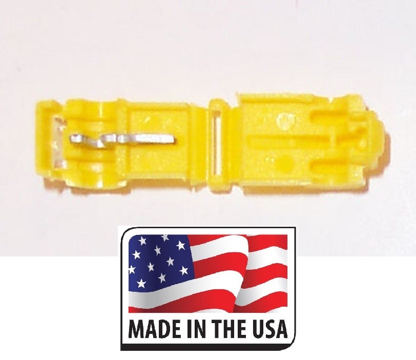 (500) YELLOW T TAPS 12-10 GA. ELECTRICAL TERMINAL CONNECTOR SPLICE TAP MADE USA