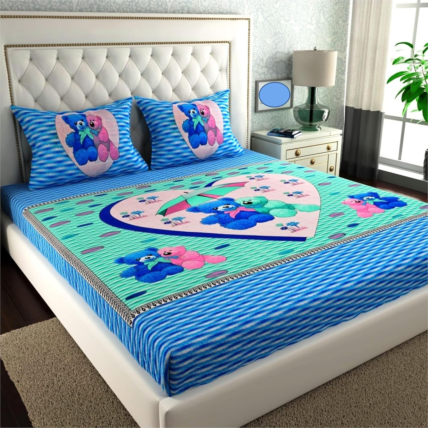 Cotton Bed Sheet Set for Double Bed,Teddywear Pattern IB 126