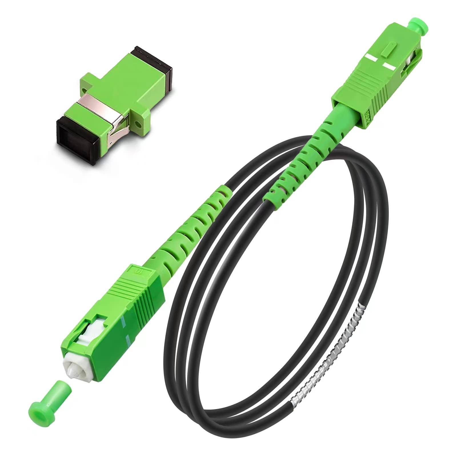 SC/APC to SC/APC Fiber Optic Internet Cable, Armored Single Mode Patch Cable,...