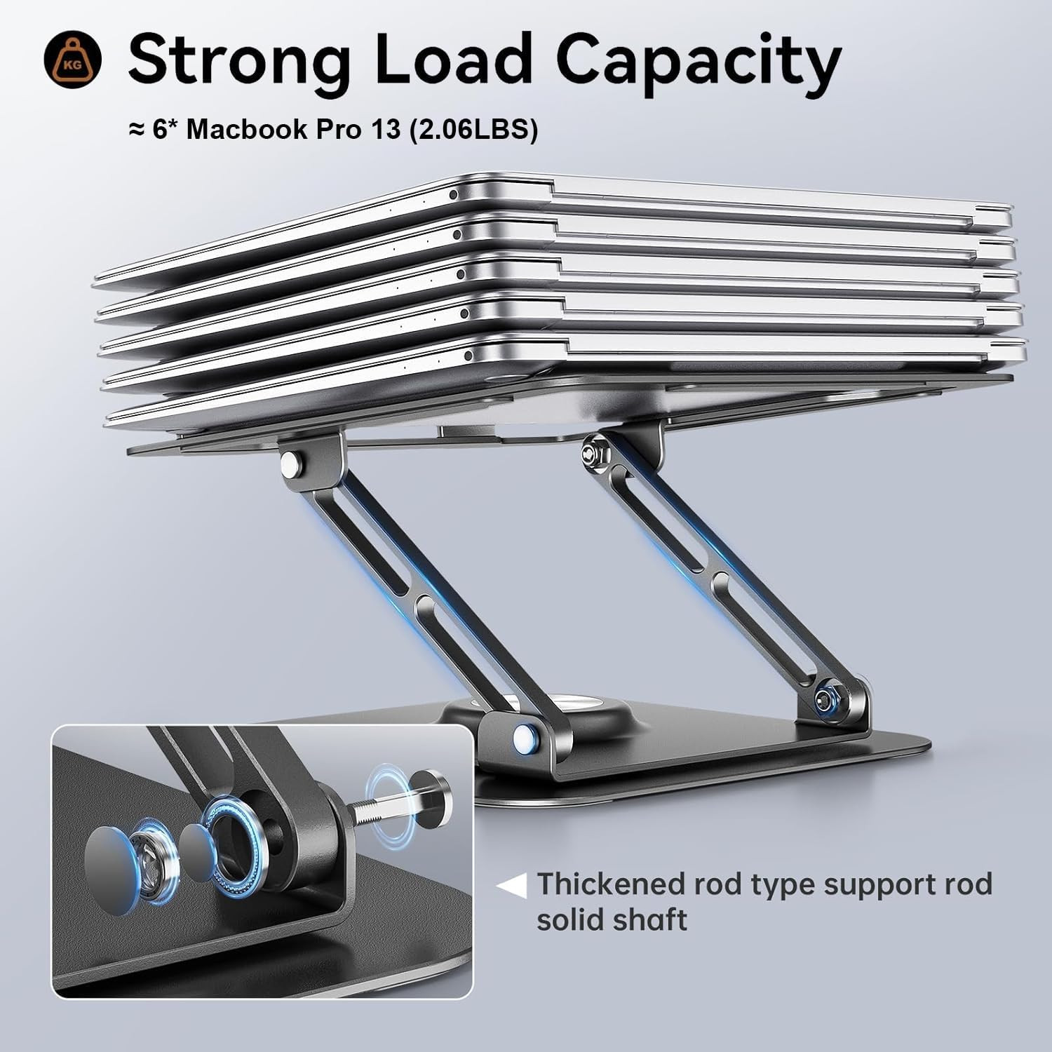 Laptop Stand for Desk, Adjustable Computer Stand with 360° Rotating Base, Ergono