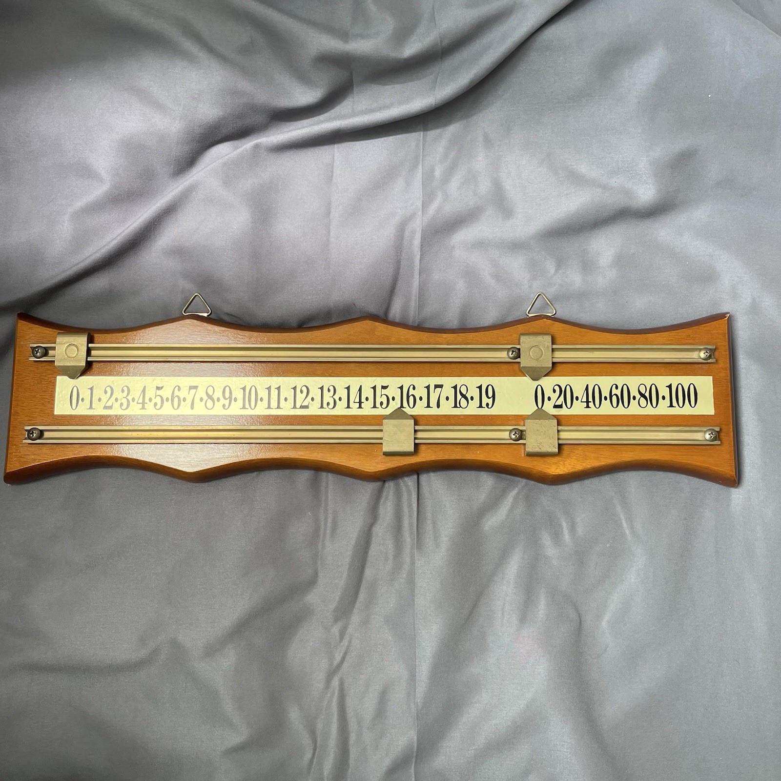 Wall Mounted Billiards Scoreboard Dual Track Brass Wood Shuffleboard Rectangular