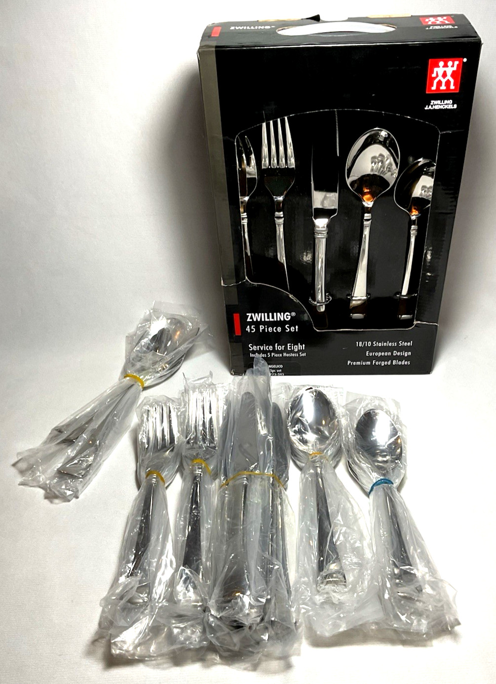 J.A.HENCKELS (ZWILLING) ~ [45-Pc] 18/10 S.Steel FLATWARE SET w/Box (Angelico)