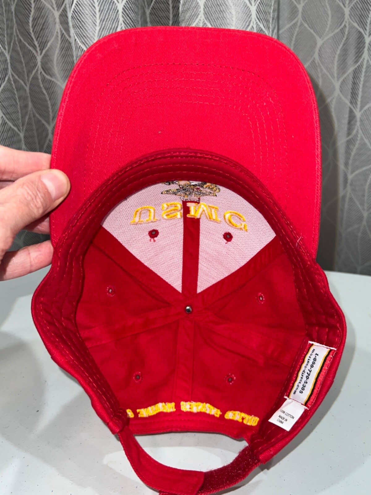 Red USMC Semper FI Hat Cap with Gold Embroidery Hook Loop Marinesdirect.com EUC