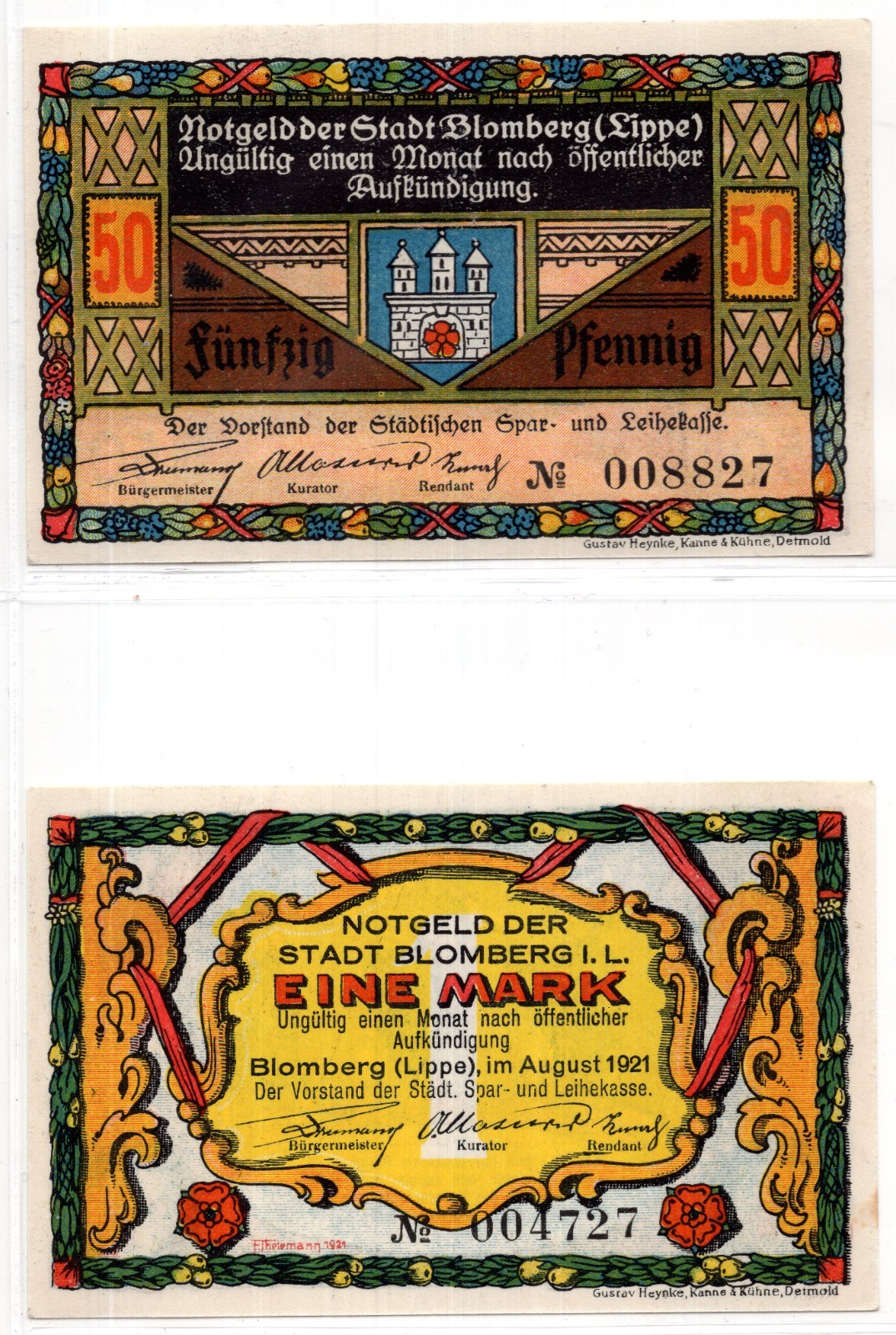 1921 Germany Blomberg Notgeld 2 Note Set (1823)