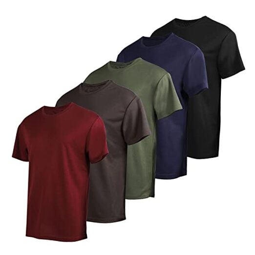 T Shirts for Mens Quick Dry Short Sleeve Medium Black/Navy/Military/Grey/Wine