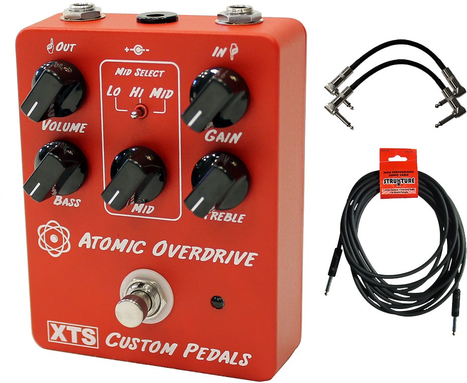 Xact XTS Atomic Overdrive Pedal w/ 3 Guitar Cables