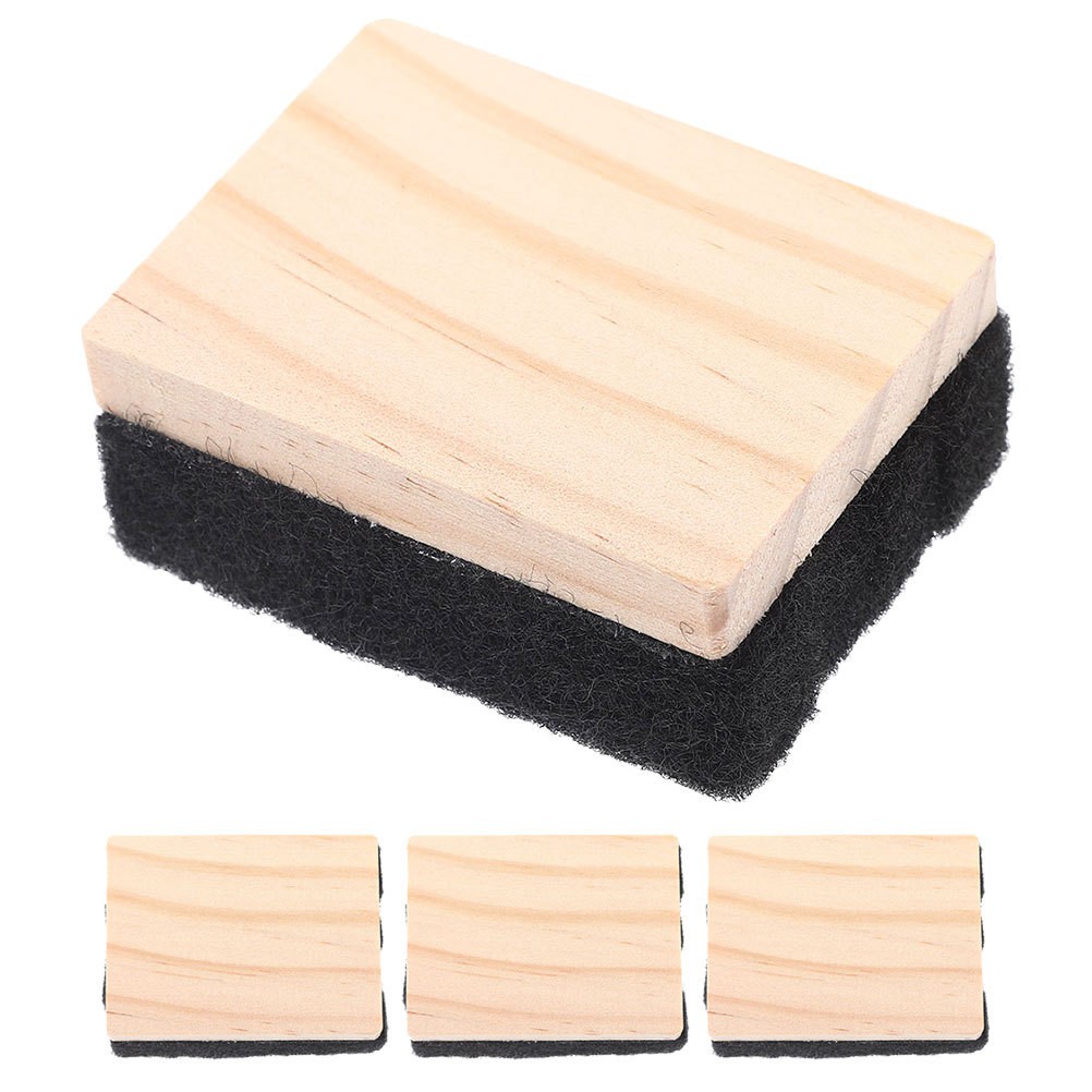 4Pcs Compact Wooden Dry Erasers for Classroom and Office Whiteboard Use